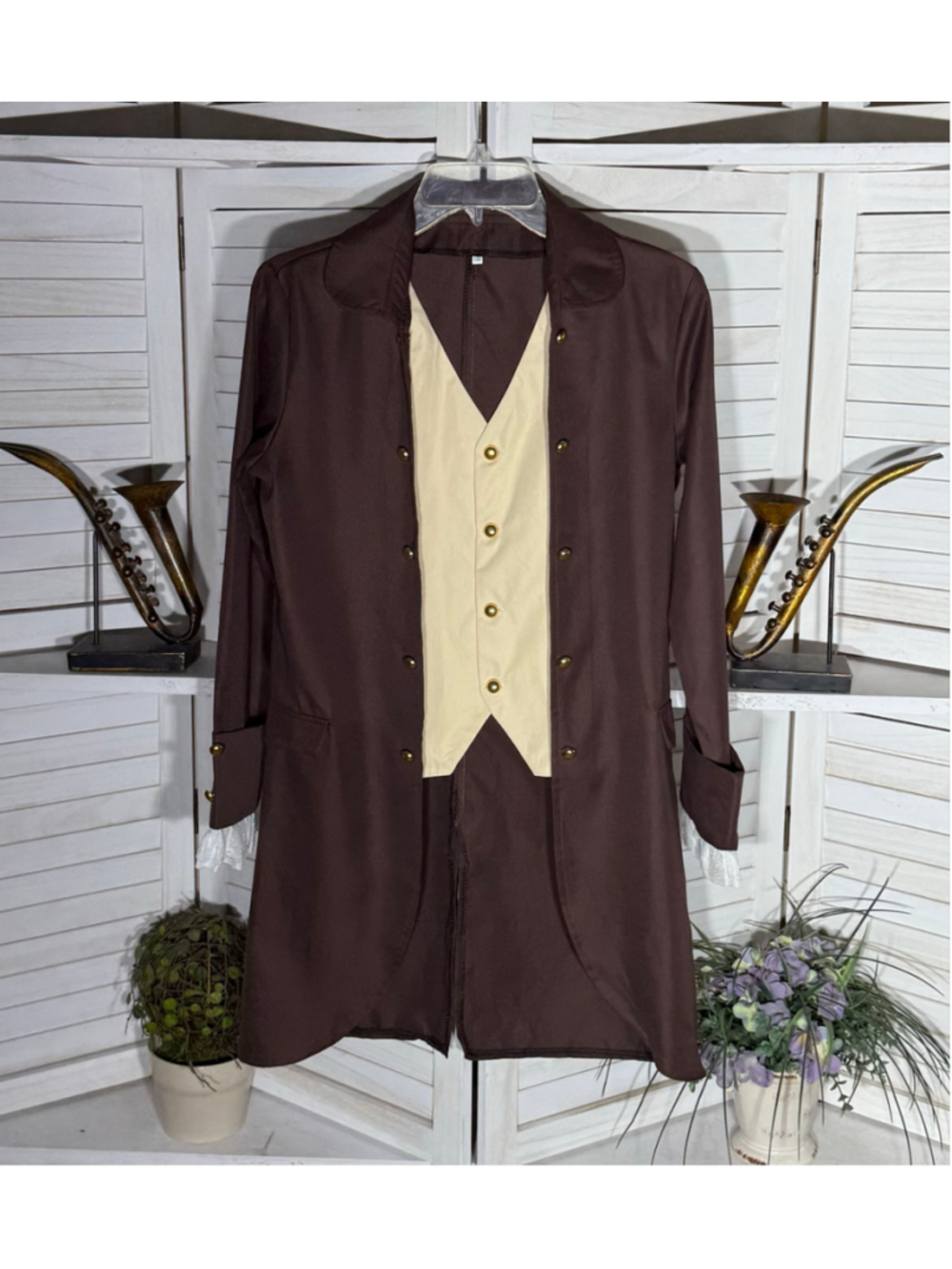 Pirate costume coat jacket brown vest steampunk Halloween costume Ren Fair sz S